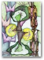 "Aquile cadenti tra soli e case riflesse"; formato:33x24cm  » Click to zoom ->