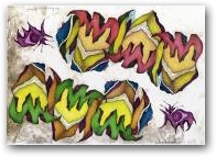 "Due bisonti sacri e otto pesci in un mondo arcaico";
formato:42x29.7cm  » Click to zoom ->